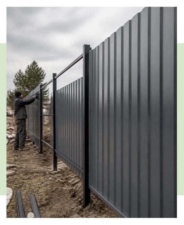 Монтаж забора из профнастила С21 под ключ в Борисоглебске